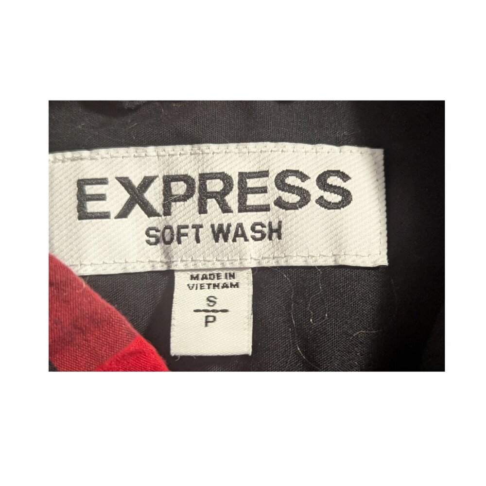 Express Soft Wash RedBlack BuffaloPlaid Button Down Shirt Men’sSmall 100% Cotton - Picture 4 of 5